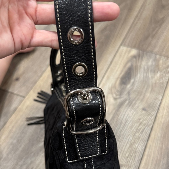 COACH Y2K 2000’s East West 9363 Shoulder Bag Leather Canvas Black Signature - Picture 6 of 15